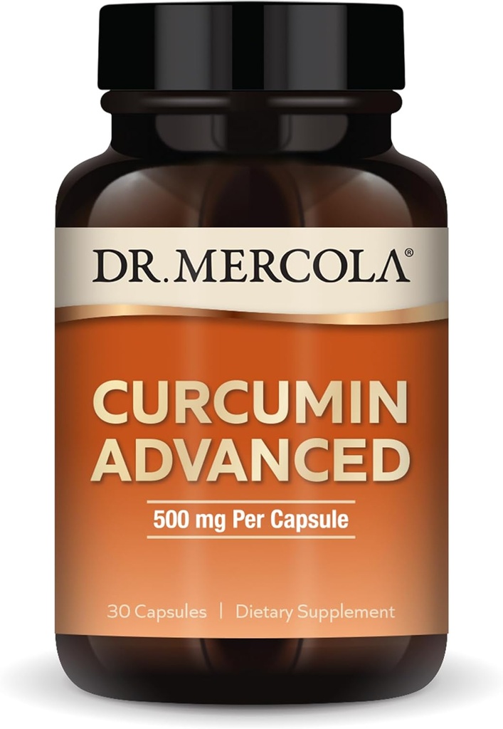 Dr. Mercola Curcumin Advanced - 500 mg Curcumin Root Extract -% 95 Curcuminoids - For Vision Health, Digestion & Focus - Sustained Release - Non-GMO, Gluten-Free & Soy-Free - 30 Capsules (30 hizmet)