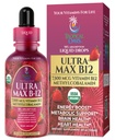 USDA Organik Ultra Max B12 | Superdose 7500 Live B12 Sıvı Merdivenler | Meykobalamin olarak B12 - Max %98 Aorpsiyon Puanı | Enerjiyi Artırır, Non-GMO, Strawberry tadı -4oz