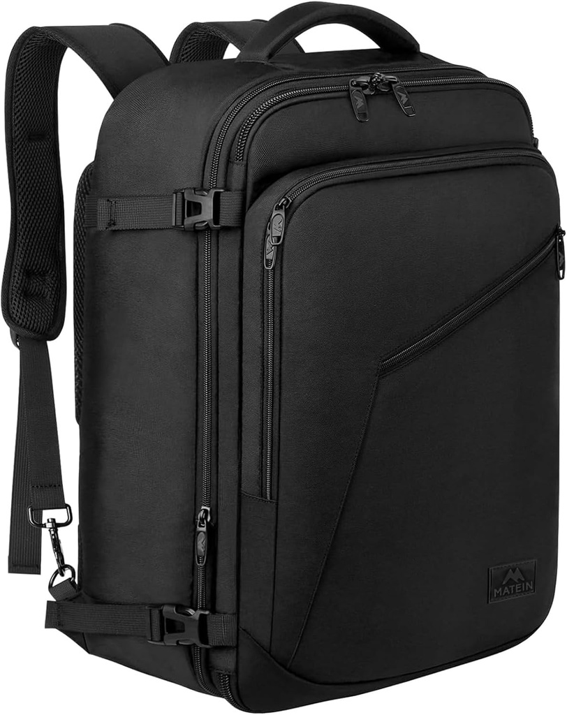 MATEIN Backpack on Backpack, Extra Large Travel Backpackable Airplane, Erkekler ve Kadınlar için Hafta Sonu Bag Onaylandı, 40L Uçuş için Hafif Daypack, Black