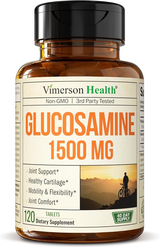 Glucosamin Sulfate 1500 mg w/Pyumalite - Kartilage, Bone & Joint Health, Occasional Discomfort Relief for Back, Dizs & Hands - Glucosamine Kompleksi 120 Tabs
