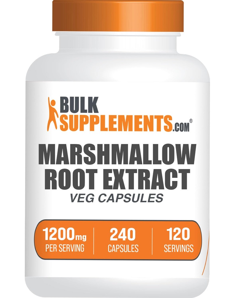 BulkSupplements.com Κάψουλες Marshmallow Root Extract - συμπλήρωμα βοτάνων, Marhmallow Root 1200mg - Χωρίς γλουτένη, 2 κάψουλες ανά υπηρεσία, 240 Count (Pack of 1)