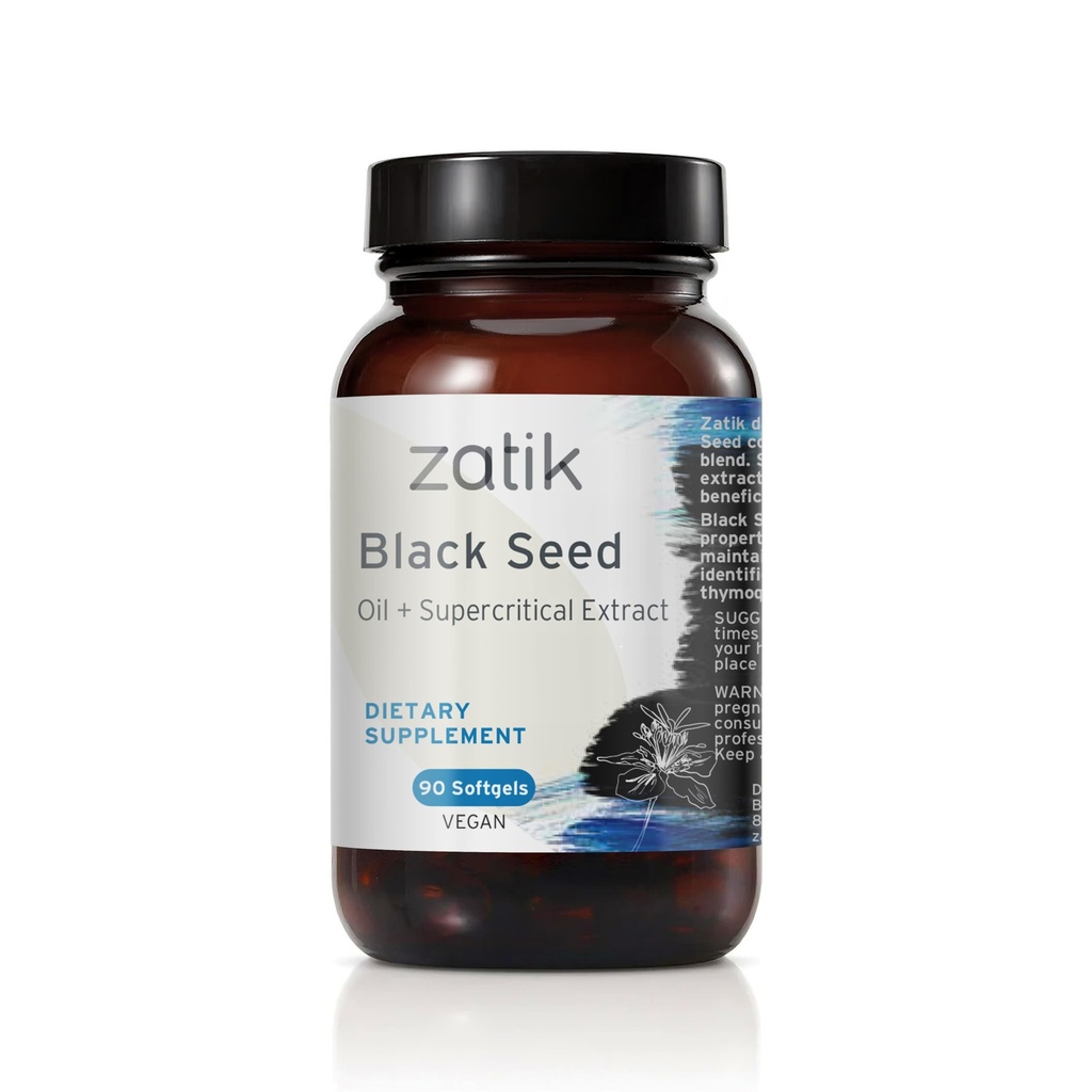 Zatik Doğallar - Siyah Cumin Tohum Yağ ve Süperktik Tür, Soğuk Baskı, Unrefined, USDA Organik, Gluten Free, Vegan, 90 Vegan Softgels