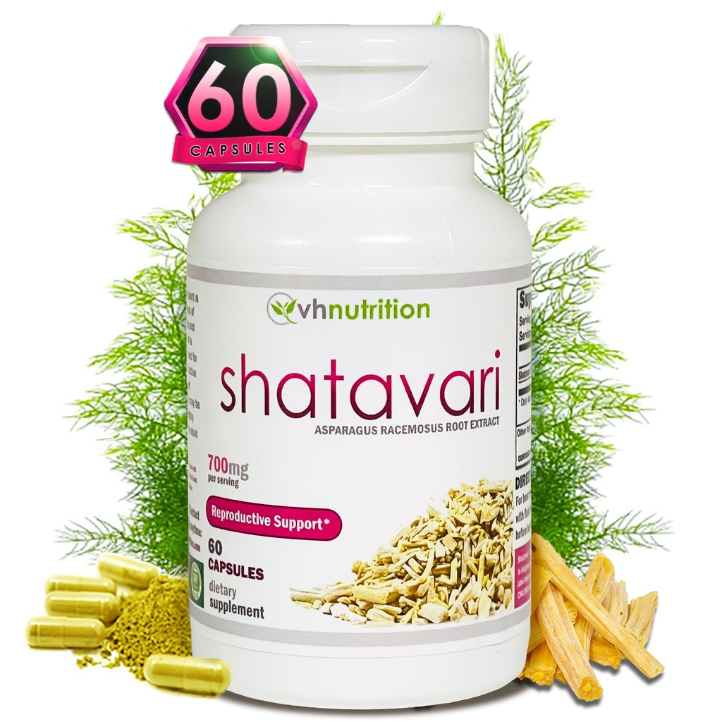 VH Beslenme ŞTAVARI | 700 mg Asparagus Racemosus Ekstraksiyon | Kadın Vitality* & Rejuvenation* | Natural Estrogen Balance* | Supports Hormonal Health and General Well-Being | 60 Capsules