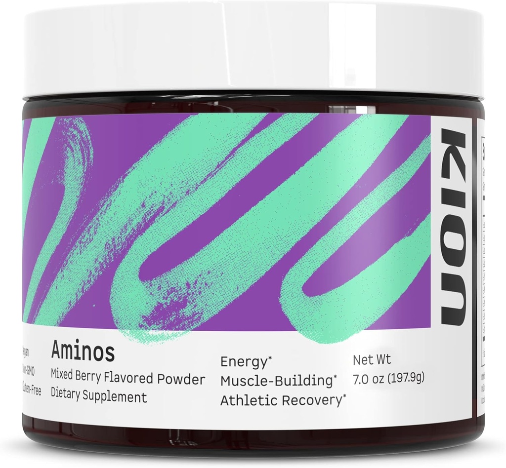 Kion Aminos - Temel Amino Asits Supplement, Essential Amino Asits Toz Kas Kurtarma için Toz, BCAA EAA No Caffeine, Amino Asit Toz, Temel Amino Enerji - 30 Hizmet, Karma Berry