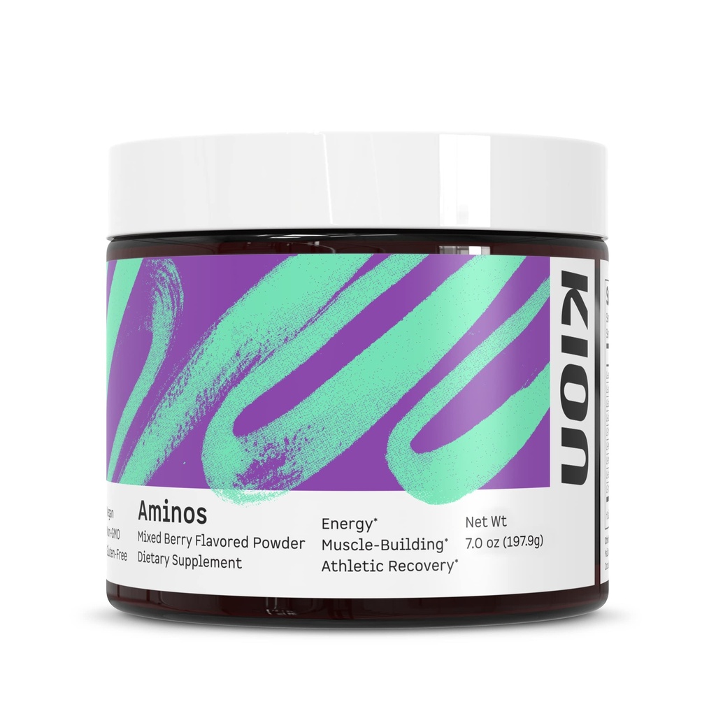 Kion Aminos - Temel Amino Asits Supplement, Essential Amino Asits Toz Kas Kurtarma için Toz, BCAA EAA No Caffeine, Amino Asit Toz, Temel Amino Enerji - 30 Hizmet, Karma Berry