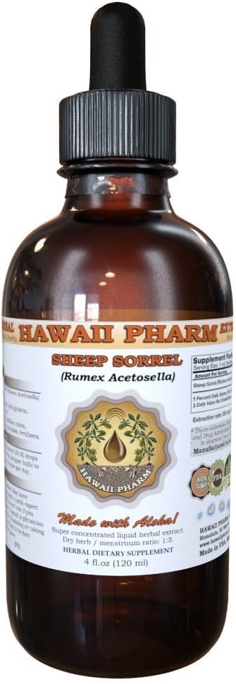 HawaiiPharm Koyun Sorrel Sıvı Ekstraksiyon, Organik Koyun Sorrel (Rumex acetosella) Tincture, Herbal Supplement, USA, 2 fl.oz