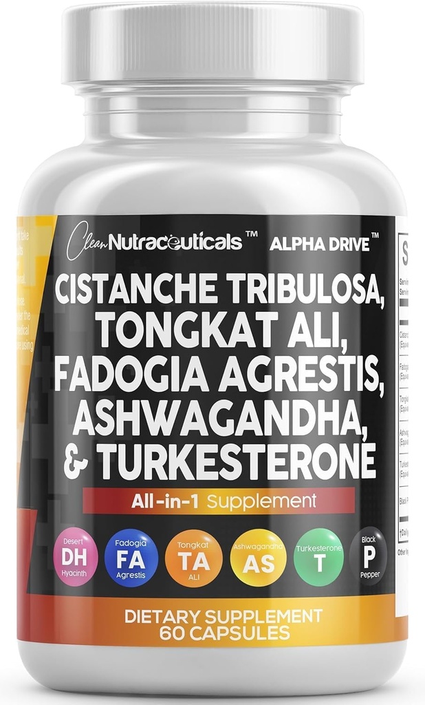 Καθαρό Nutra Cistanche Tribulosa Fadogia Agrestis Tongkat Ali Turkesterone χάπια Ashwagandha συμπλήρωμα κάψουλες για άνδρες - 60 κόμης