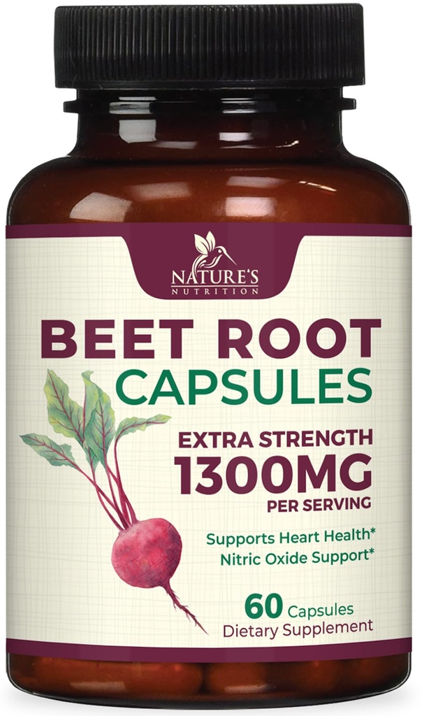 Arıt Kök Capsules 1300 mg - Ekstra Kuvvetli Kırmızı Arıtroot Toz Tamamı - Nitrik Çimento Üretimi, Kalp Sağlığı ve Doğal Enerji – Non-GMO, Vegan, Gluten Free – 60 Veggie Capsules