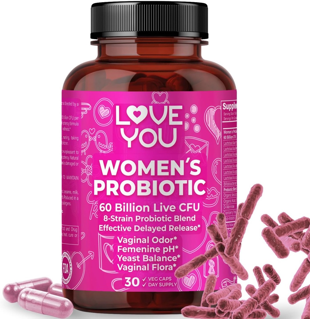 You Womens Probiyotik, Ph Balance, Ut, Feminine, Vaginal Health Supplement, Digestive, Pre + Pro + Postbiyotik, Gecikme, 60 Milyar Canlı CFU, 8Strain Probiyotik, 30 Veg Caps hizmet ediyor