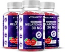 Vitamatic Sugar Free Melatonin 30mg per Gummy - 60 Hizmet - 60 Vejetaryen Gummies - Non-Habit Form Supplement (60 Count (Pack of 3))