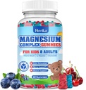 Çocuklarla Magnezyum Gummies - Magnezyum Glycinate Citrate Chewable Supplement ile B6, D3, Passion Flower, L-theanine - Sugar Free Calm Magnezyum for Kids & Adults Sleep, Mood, Relaxation, 60 Chews