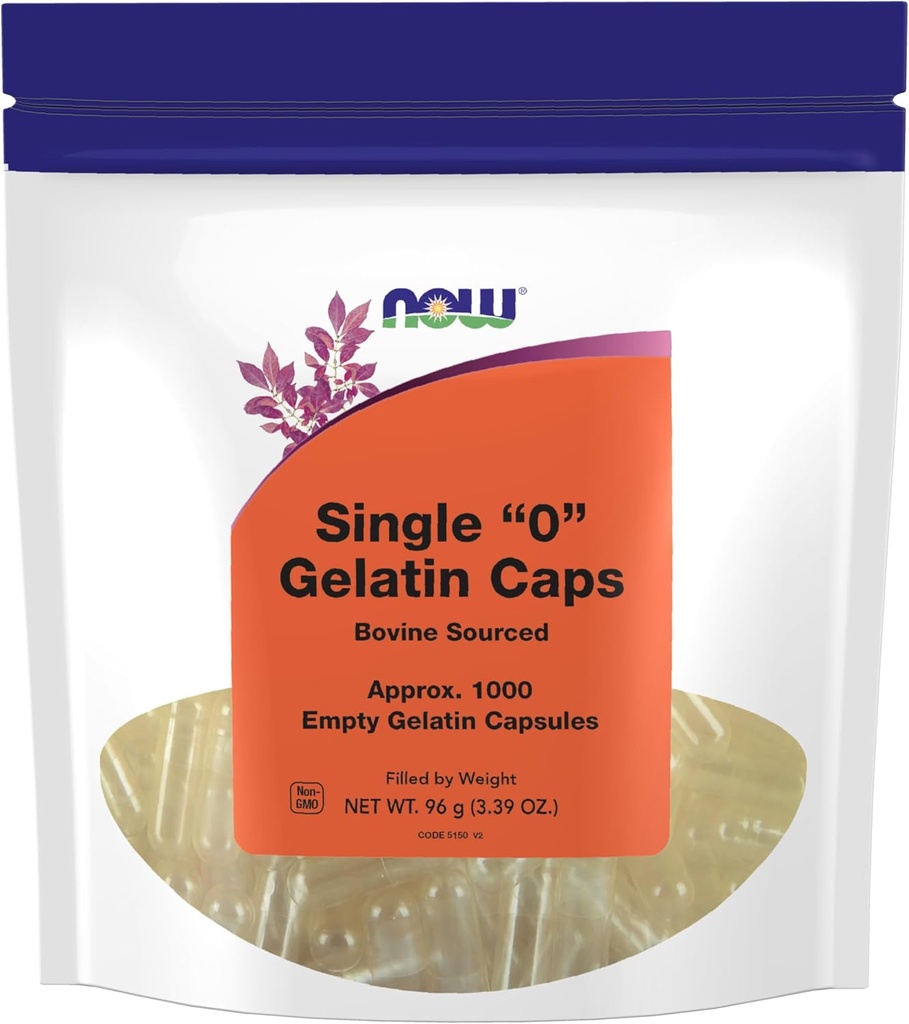 Şimdi Gıdalar Tamamlar, Boş Gelatin Capsules, Single "0", Bovine Sourced, Kilo ile Doldurulmuş, 1.000 Gel Capsules