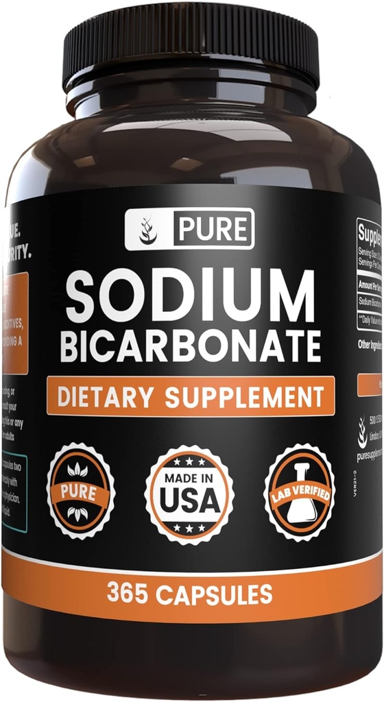 Pure Original Malzemeler Sodyum Bikarbonat (365 Capsules) Magnezyum Or Rice Fillers, Always Pure, Lab TY