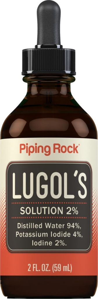 Lugols Iodine 2 fl oz | Sıvı Tamam | Potasyum Iodide 4% | Piping Rock
