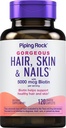 Piping Rock Hair Skin ve Nails Vitaminleri | 120 Caplet Pills | Collagen | 5000 mcg of Biotin | Non-GMO, Gluten Free Supplement