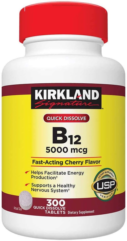 Kirkland Signature Quick Dissolve B-12 5000 mcg., 300 Tablet (2 Pack)