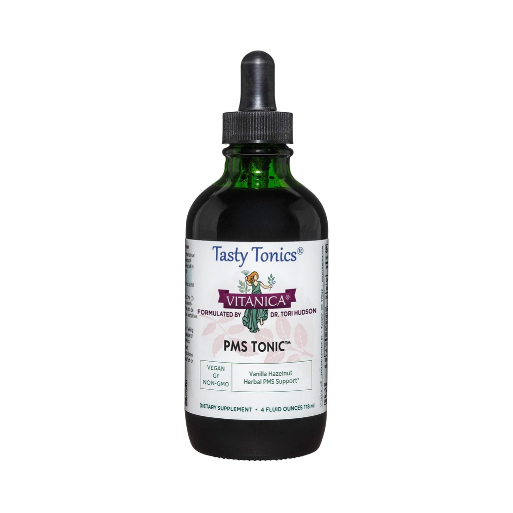 Vitanica PMS Tonic, Premenstrual Support and Relief, Saint Johns Wort, Dong Quai, Chaste Tree Berry, Wild Yam ve Daha Fazla, Vegan, 4 Ounce