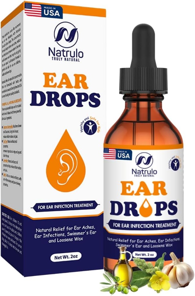 Saç Enfeksiyonu için Doğal Kulak - Herbal Eardrops for Yetişkinler, Çocuklar ve Evcil hayvanlar - Soothes Discomfort, Ear Aches, Itchy Ears, Mayomer's Ear, & Loosens Wax - Kids Safe Ear Oil Made in USA (2 Oz)