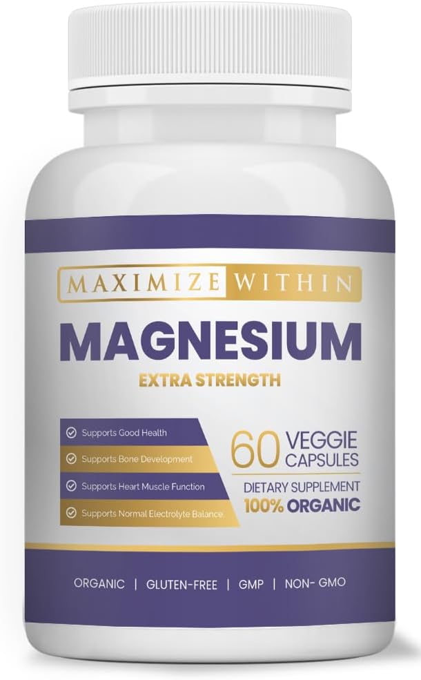 Magnezyum Ekstra Güçlü Supplement – 600 mg Glycinate – Bone Health, Muscle Function – Vegan, Non-GMO – 60 Capsules