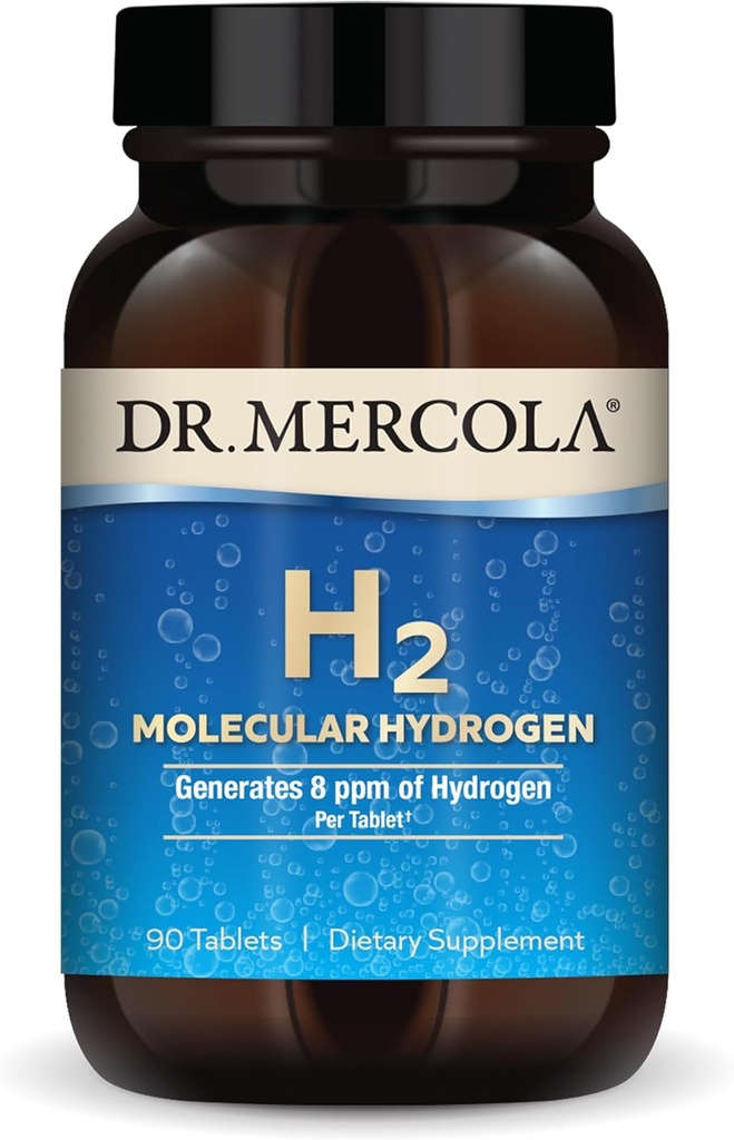 Dr. Mercola H2 Moleküler Hidrojen - Sağlıklı Ağlama, Hücre Enerji ve Beyin Sağlığı - Elemental Magnezyum - GMO-Free, Gluten-Free & Soy-Free - 90 Tablet (90 Hizmet)