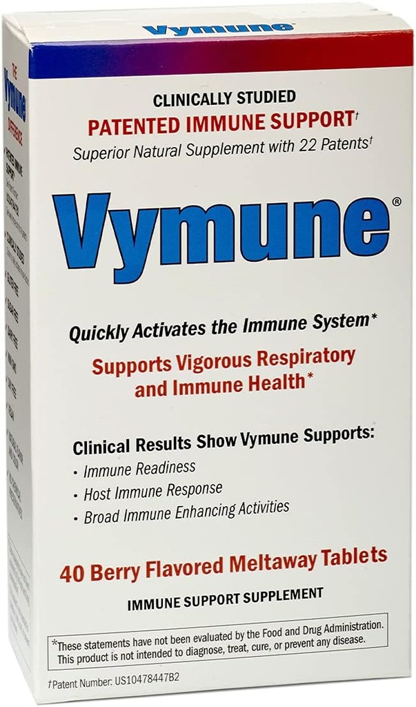 Vymune Reese-Acid Advanced Immune Support Supplement with Powerful Platinum Acids Taurine, Lysine ve Threonine Meltaway Tabletleri, Berry Flavored - Yetişkinler için (800 mg C, 40ct)