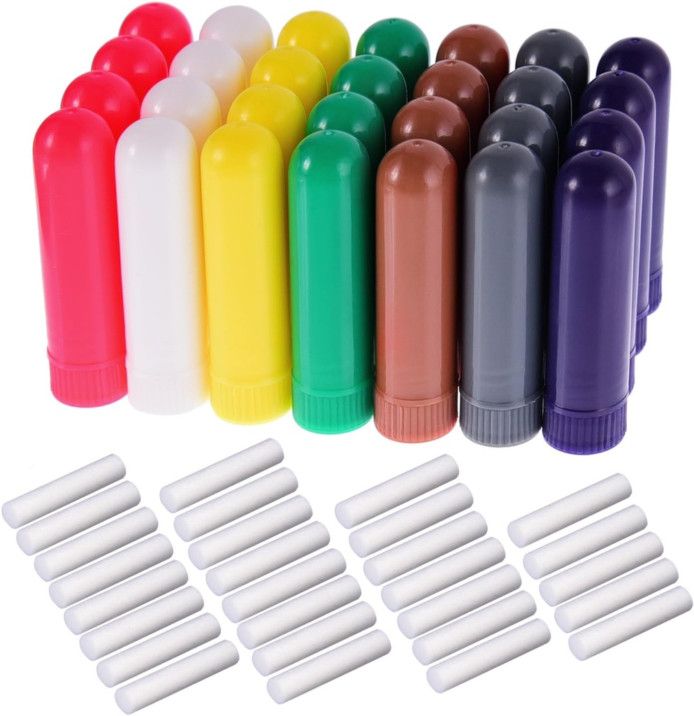 EBoot 28 Set Essential Oil Aromaterapi Nasal Inhalers Tubes Reablefill Inhaler Stick, 7 Colors, with Wicks