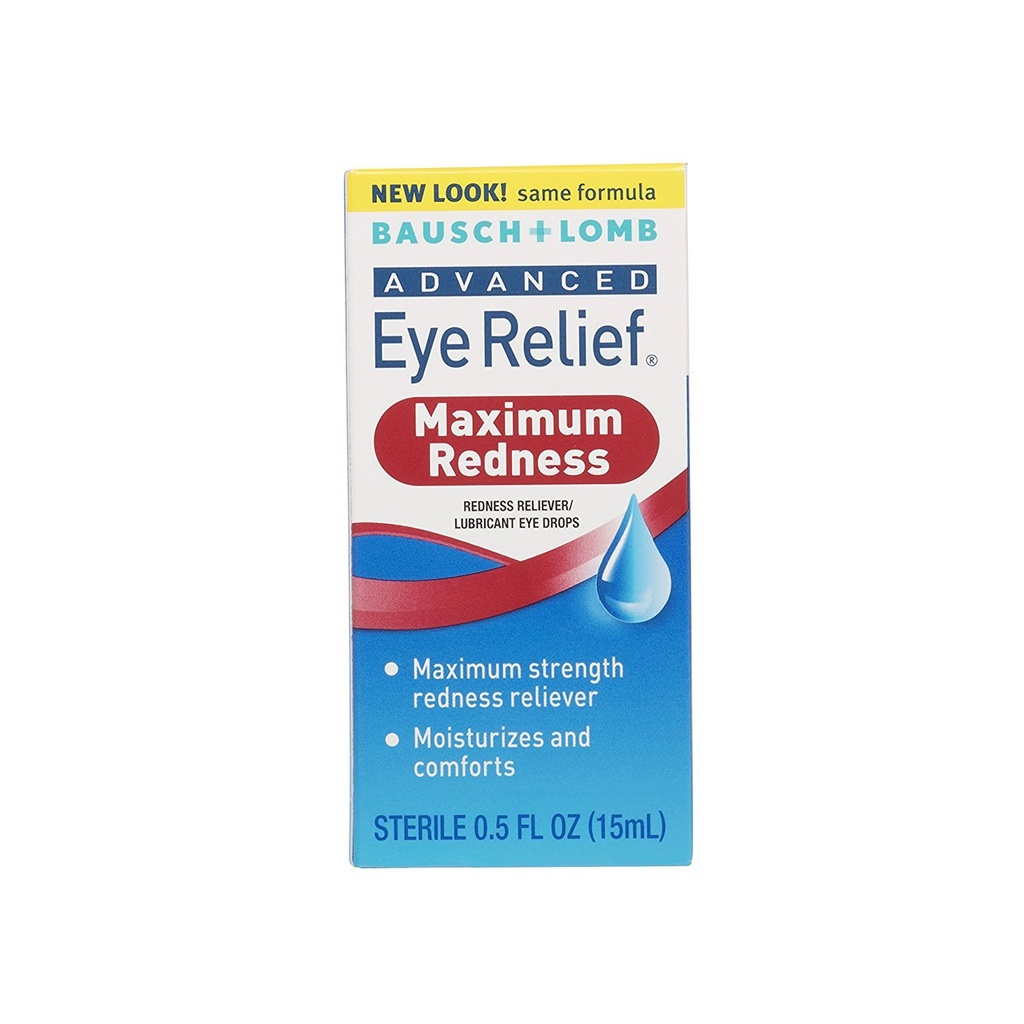 Bausch ve Lomb Advanced Redness Relief Drops, 0,5 Ounce - 3 vaka başına.
