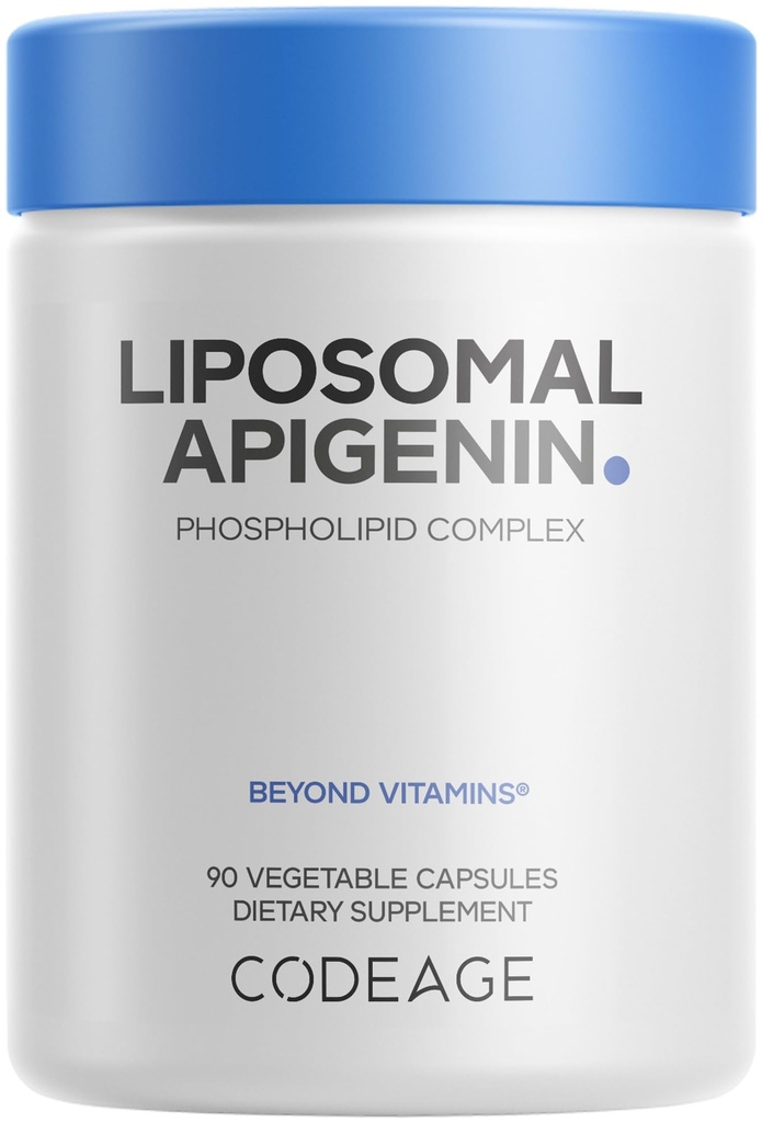 Codeage Liposomal Apigenin Supplement, 3-Month Supply, Daily Flavonoid Chamomile Extract, Liposomal Phospholipid Complex, Non-GMO Sunflower Oil, Phosphatidylcholine Vegan Blend, Gluten-Free, 90 Count