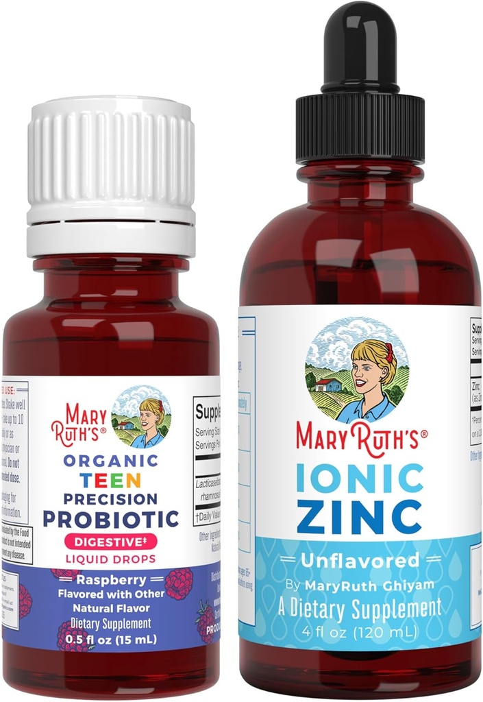 MaryRuth Organics Precision Probiyotik forYoung (Raspberry) & Bora Drops | Clean Label Project  Valid® | Gut Health, Immune Support, & General Wellness | Vegan, Non-GMO, Gluten Free
