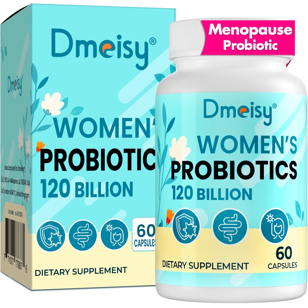 Kadınlar için Menopause Supplements, 120 Milyar CFU Probiyotik, 13-in-1 Herbs Probiyotiks Kompleksi, Menopause Relief, Hormon Balance, Hot Flashes, Night Sweats, Mood Swings, Gut & Immunity - 60 Capsule