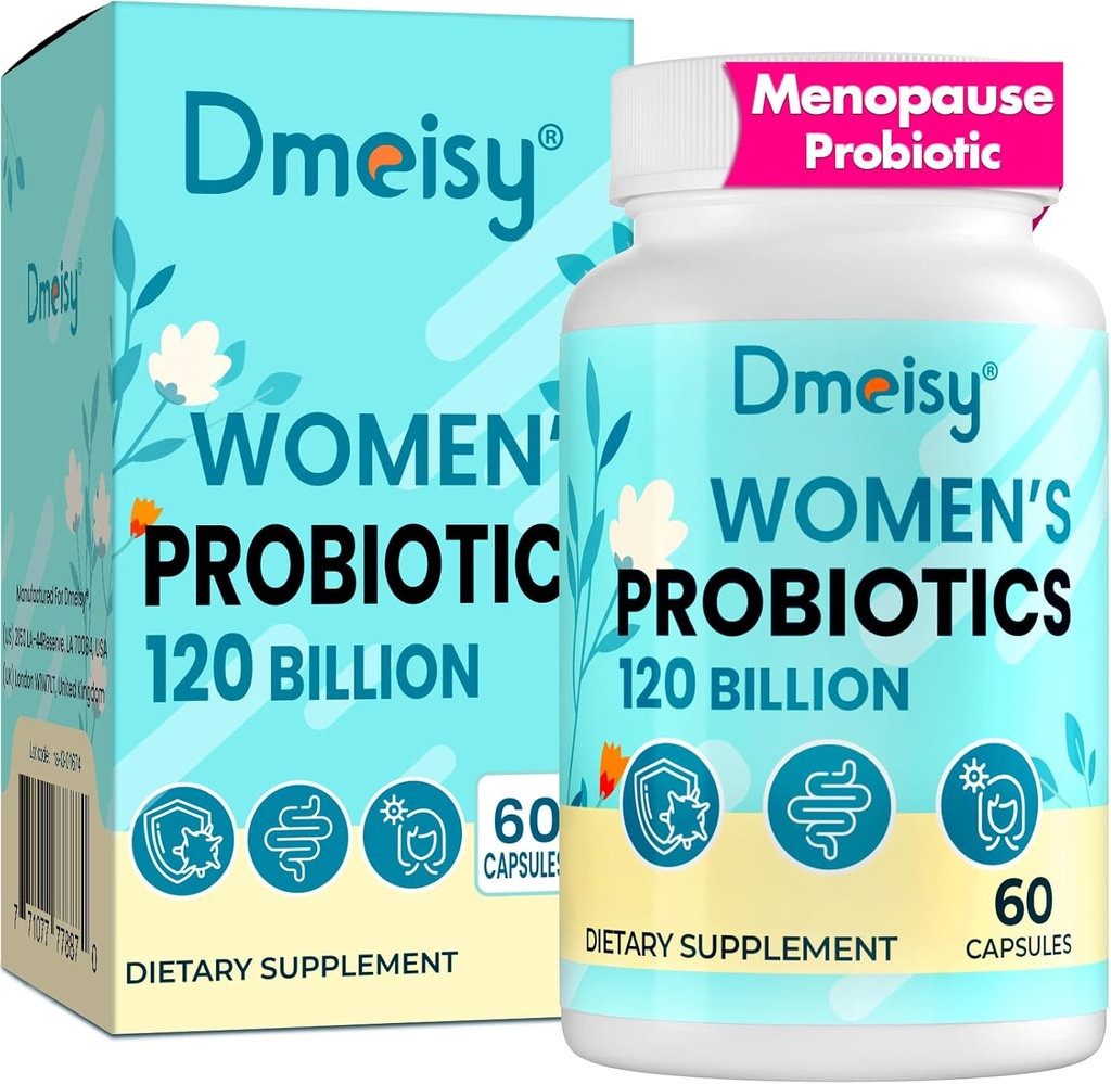 Kadınlar için Menopause Supplements, 120 Milyar CFU Probiyotik, 13-in-1 Herbs Probiyotiks Kompleksi, Menopause Relief, Hormon Balance, Hot Flashes, Night Sweats, Mood Swings, Gut & Immunity - 60 Capsule