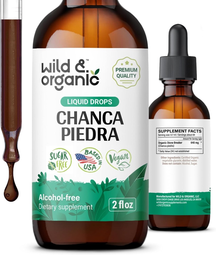 Vahşi & Organik Chanca Piedra Sıvı Ekstraksiyon - Kidney Stones & Gallbladder Desteği için Taş Zemin - Urinary Tract Well-Being - Vegan, Sugar & Alkol-Free - 2 fl ozz