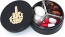 Küçük Pill Case 3 Karşılaştırma, Metal Round Portable Pill Box, Sualtı Seyahat Pill Organizer, Pocket Purse Tıp Vitamini EDC Konteyner (Black with Finger)