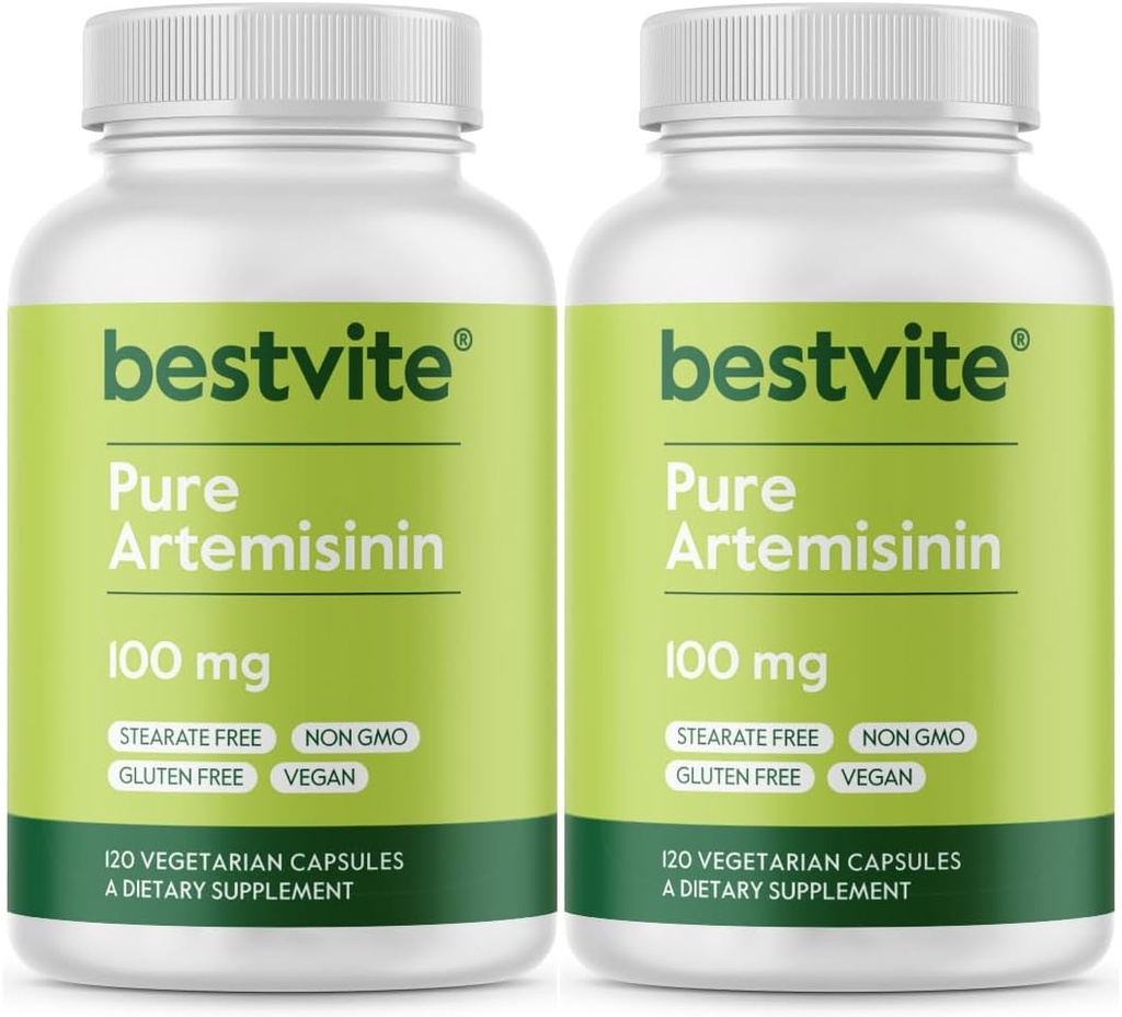 BESTVITE Artemisinin 100mg (240 κάψουλες χορτοφάγων) (2-πακέτο) - Δεν Stearates - Δεν Flow Agents - Vegan - Χωρίς γλουτένη - Μη ΓΤΟ