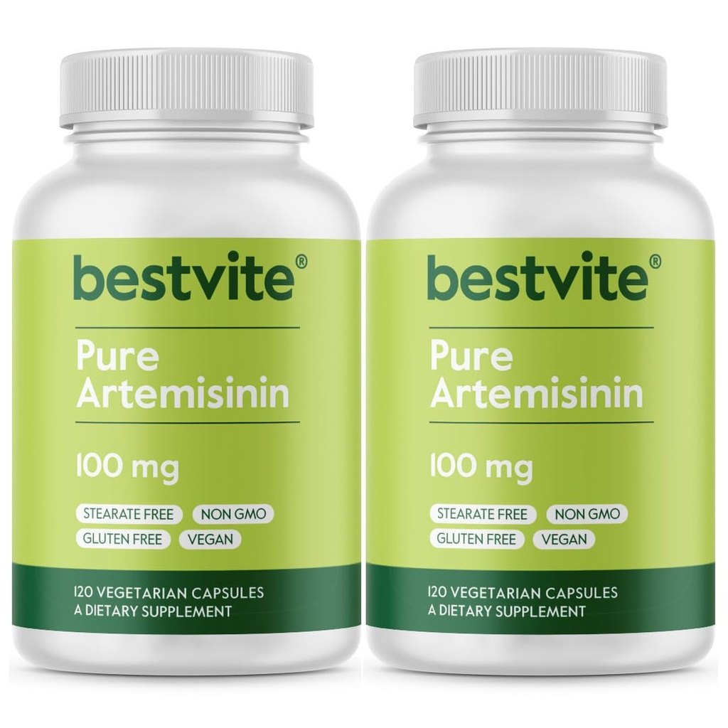 BESTVITE Artemisinin 100mg (240 κάψουλες χορτοφάγων) (2-πακέτο) - Δεν Stearates - Δεν Flow Agents - Vegan - Χωρίς γλουτένη - Μη ΓΤΟ