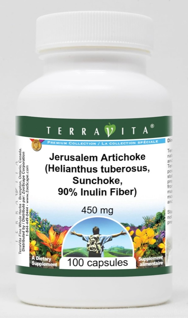 Kudüs Artichoke (Helianthus tuberosus, Sunchoke, %90 Inulin Fiber) - 450 mg (100 Capsules, ZIN: 570983)