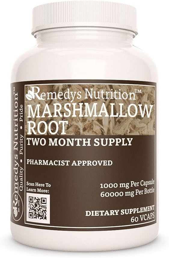 Remedy'nin beslenme Marshmallow Root | 1000 mg, 60 Vegan Capsules Herbal Diyetsel Supplement | İki Ay Supply