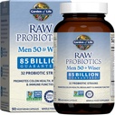 Life Raw Probiyotiks for Men Over 50 - Men 50 & Wiser Probiyotik with Acidofilius and Bifidobacteria Probiyotik-Created Vitamins, Enzymes, and Prebiyotiks, Gluten Free - 90 Vegetarian Capsules