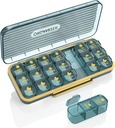 Pill Organizer 3 Times A Day, 7 Day Pill Box 3 Times A Day - Acedada Weekly Box Organizer 7 ayrı konteyner, Portatif Günlük Tıp Planlayıcı Vitamin Balık Yağı Tamam için Vaka, Blue