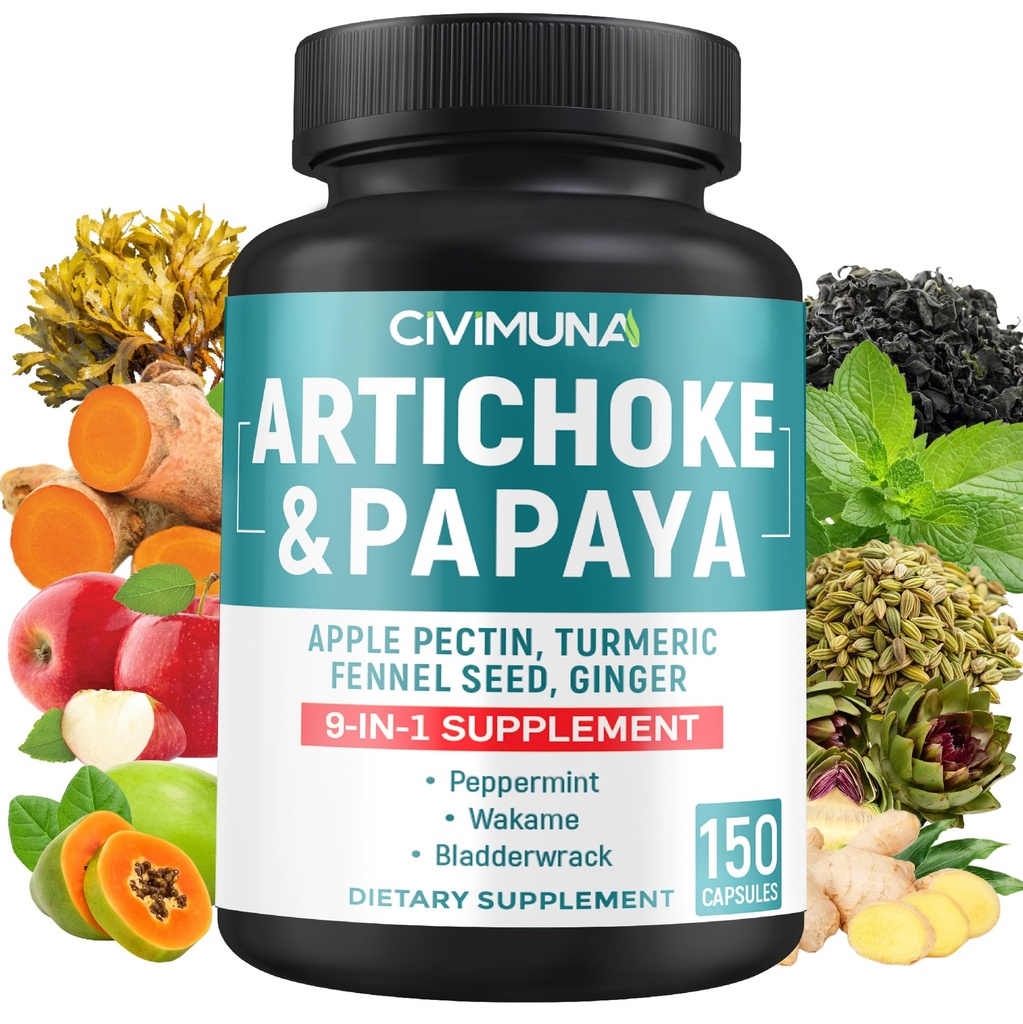 Artichoke, Papaya, Apple Pectin ve More - 150 Capsules - 5 Ay Supply