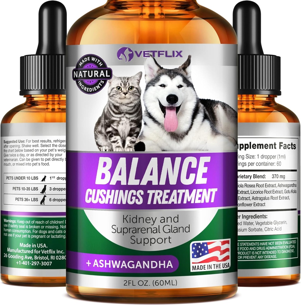Köpekler ve Kediler için Pet Adrenal Destek - ABD'de Yapılan - Köpekler için Tedavi - Kidney Desteği için Kedi ve Köpek Tamamı - 2 Fl Oz