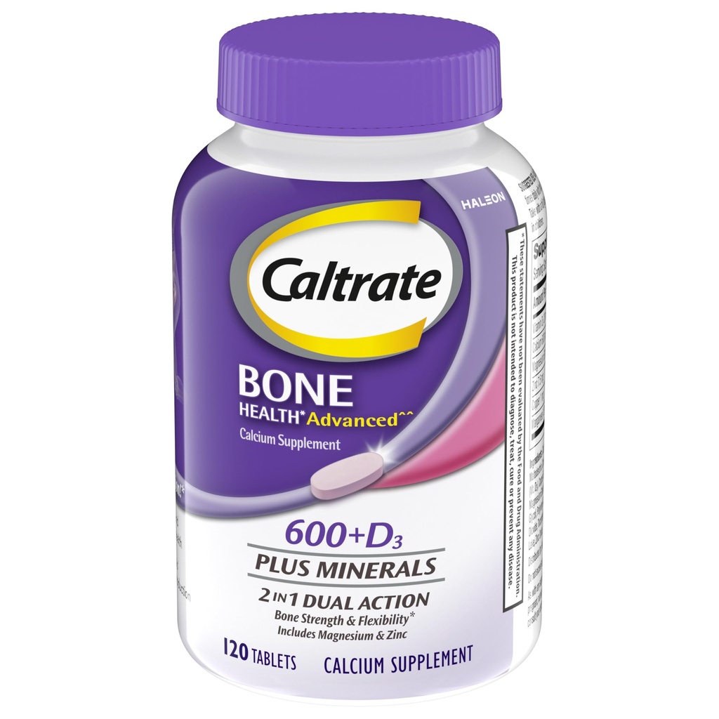 Caltrate 600 Plus D3 Plus Mineraller ve Vitamin D Supplement Tabletler, Yetişkinler için Bone Health ve Mineral Supplement - 120 Kont (Pazarlama değişebilir)