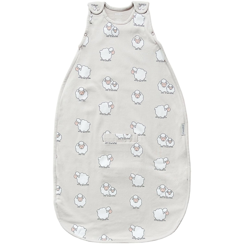 Woolino 4 Season Sleep Sack - Ultimate Merino Wool and Organic Cotton Sleep Bag - Two-Way Zipper Ρυθμιζόμενη Universal Μέγεθος Sleep Sack για το μωρό (2-24 Μήνες) - Πρόβατα