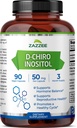 Zazzee D- Chiro- Ινοσιτόλη, 50 mg ανά καψάκιο, 90 κάψουλες Vegan, Ιδανική Δοσολογία για 40:1 Λόγος με Myo-Inositol, 3 μήνες προσφοράς, 100% χορτοφάγους, μη ΓΤΟ