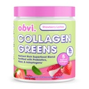 Obvi Collagen Greens | Organik Greens Superfood Toz Collagen, | Gut Health, Skin, Hair, Nails | Gluten-Free, Zero Sugar | Strawberry Lychee Flavor, 25 Servisler