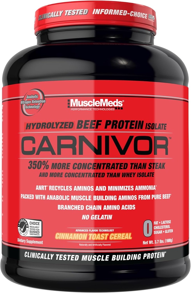 KasMeds Carnivor Beef Protein Isolate, 0 Lactose, 0 Sugar, 0 Fat, 0 Cholesterol, Cinnamon Tost Cereal, 4 Lb, 56 Hizmetler