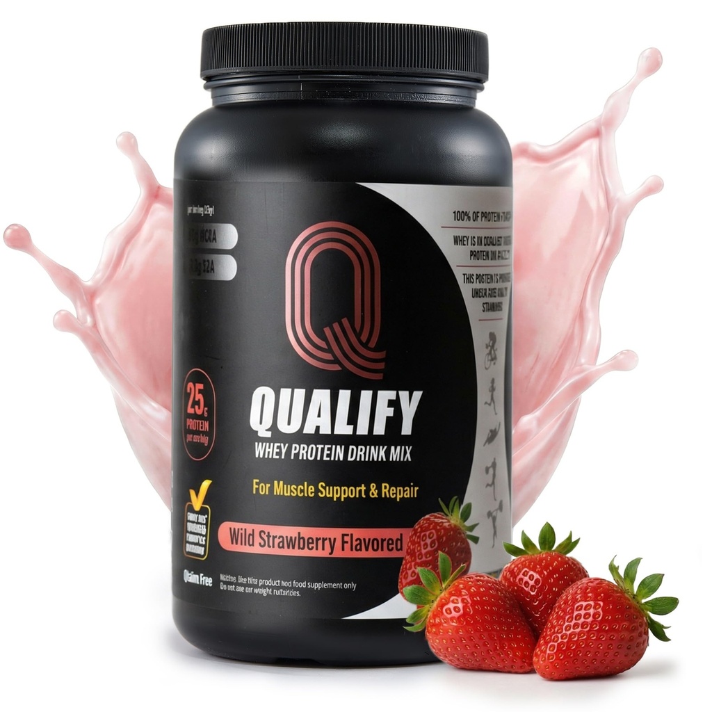 Strawberry Whey Protein Powder. 25g Protein Shake for Post Workout Recovery, Smoothie & Baking. Gluten & Sugar Free, Highly Kosher, Essential Amino Acids (5.5g BCAA, 2.7g Leucine), 1.65lbs 23 Servings