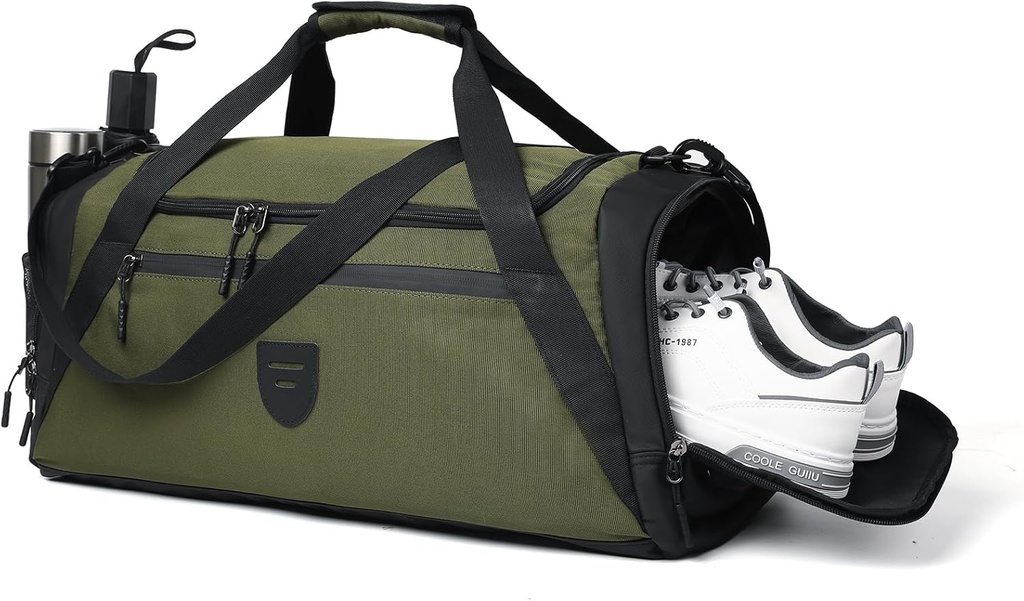 Erkekler ve kadınlar için spor salonu, Büyük Duffle Bag For Men Travel, Weekend Overnight Bag with Ayakkabı Karşılaştırması & Wet Pocket, Su Dayanıklı Spor Duffle Bag Gymbag A-TD-003-Green