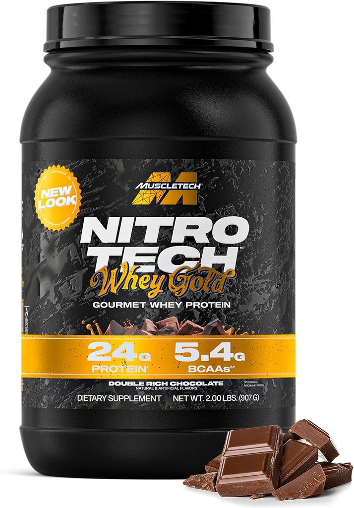 Kastech Whey Protein Toz (Çift Zengin Çikolata, 2LB) - Nitro-Tech Whey proteini Lean Muscle & Recovery için Smoothie Mix - 24g of Whey Gold for Women & Men - Ambalaj Vary