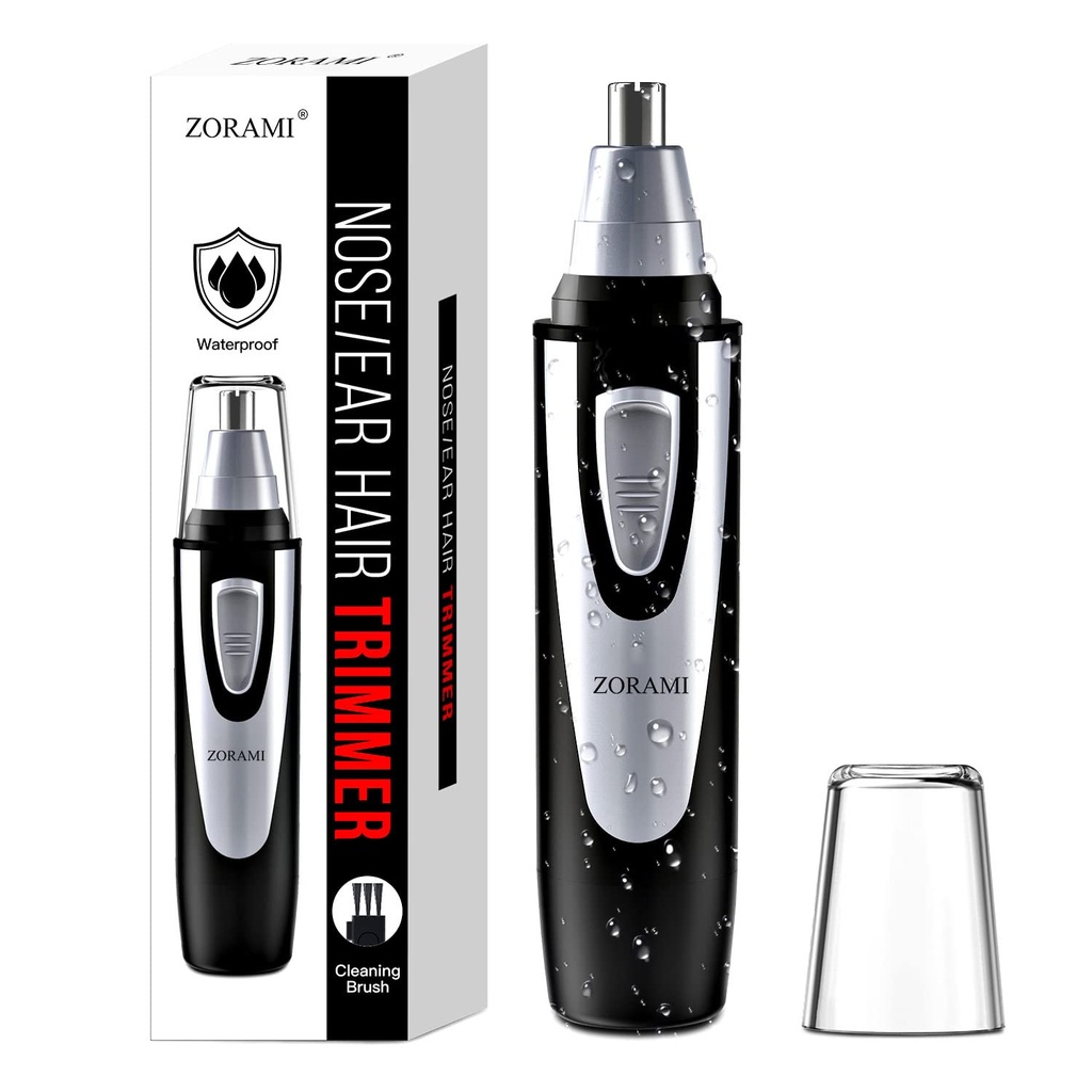 Ear and Nose Hair Trimmer Clipper - 2025 Profesyonel Ağrısız Eyebrow & Face Hair Trimmer for Men Women, Battery-Operated Trimmer with IPX7 Water, Dual Edge Blades for Easy Cleansing Black